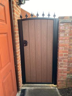 Composite pedestrian gate dark brown 1 Gallery